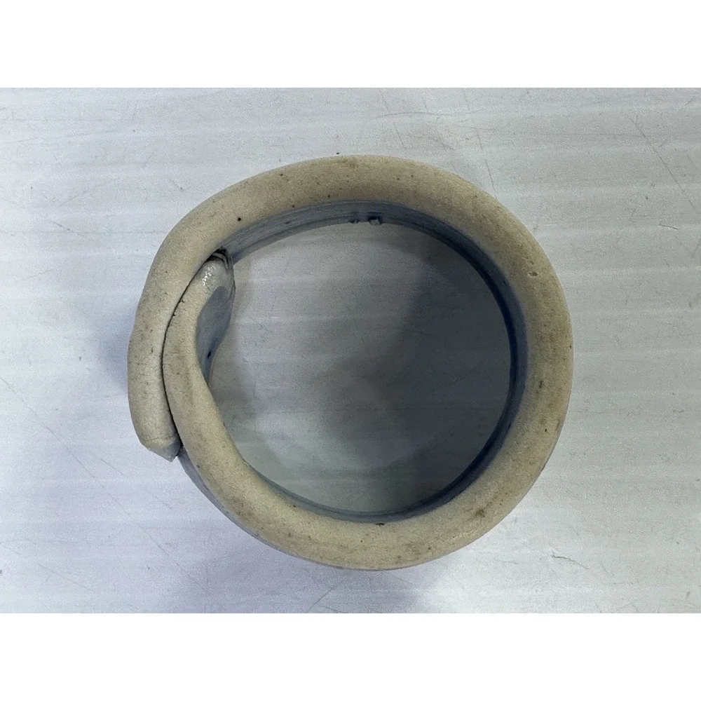 Handmade Pottery Napkin Rings Set of 4 Natural with Blue Accent